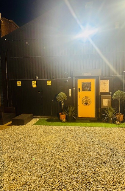 Yellow front door entrance