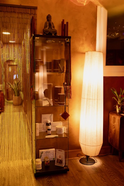 Hallway with apothecary cabinet